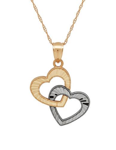 Lord & Taylor 14k Yellow Gold Heart In Heart Pendant Necklace