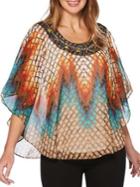 Rafaella Petite Multi-ikat Poncho Top