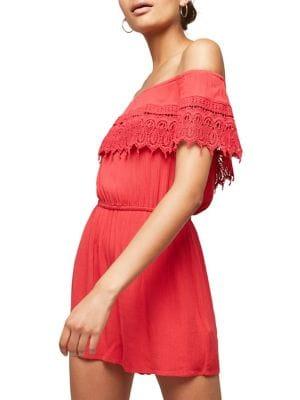 Miss Selfridge Off-the-shoulder Lace Playsuit