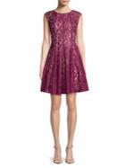 Gabby Skye Capsleeve Lace Fit-and-flare Dress
