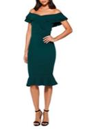 Quiz Off-the-shoulder Ruffled Knee-length Dress