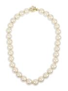 Miriam Haskell White Large Faux Pearl Strand Necklace