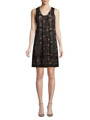 Ivanka Trump Embroidered Mesh Shift Dress