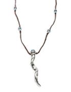 Uno De 50 Twisted Braided Leather Scattered Crystal And Horn Necklace