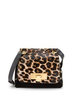 Donna Karan Baylee Leopard Calf-hair And Leather Crossbody
