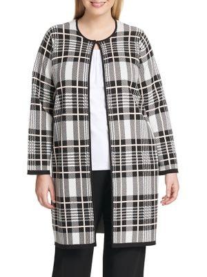 Calvin Klein Plus Plus Plaid Knit Jacket
