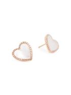 Effy 14k Rose Gold Diamond & Mother-of-pearl Heart Stud Earrings