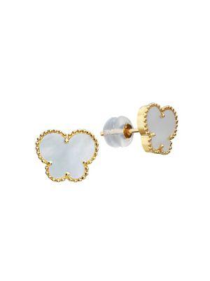 Effy 14k Yellow Gold & Mother-of-pearl Stud Earrings