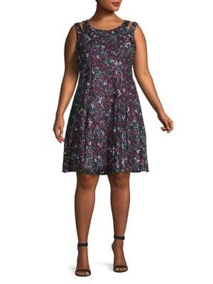 Gabby Skye Plus Floral Cold Shoulder Dress