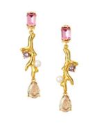Oscar De La Renta Faux Pearl And Swarovski Crystal Linear Clip-on Earrings