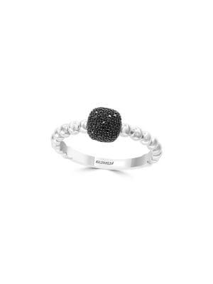 Effy 925 Sterling Silver And Black Diamond Ring