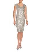 Adrianna Papell Cap Sleeved Sequin Dress