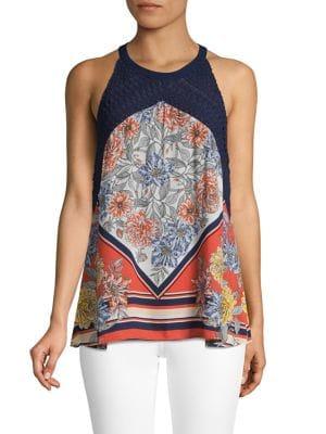 Daniel Rainn Crochet Trim Halterneck Top