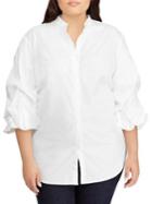 Lauren Ralph Lauren Plus Puffed-sleeve Cotton Button-down Shirt
