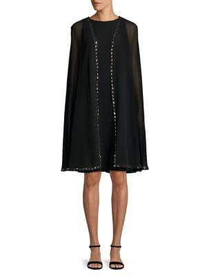 Betsy & Adam Embellished Cape A-line Dress