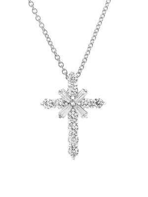 Lord & Taylor Sterling Silver & Crystal Starburst Cross Pendant Necklace