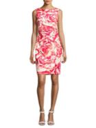 Calvin Klein Pleated Floral-print Sheath Dress