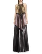 Bcbgmaxazria Alyson Metallic Colorblocked Maxi Dress