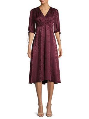 Gabby Skye Embellished Satin Paisley Dress