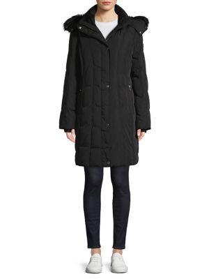 Calvin Klein Faux Fur-trim Hooded Coat