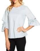 Cece Flared Textured Cotton Blouse