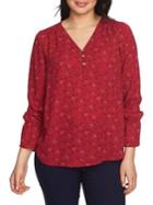 Chaus V-neck Dot Printed Blouse