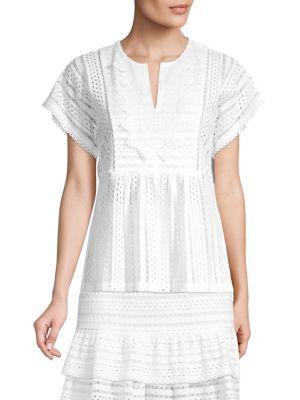 Michael Michael Kors Lace Mix Flutter Top
