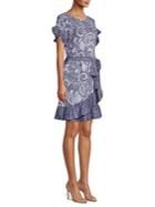 Michael Michael Kors Paisley Mix Print Ruffle Wrap Dress