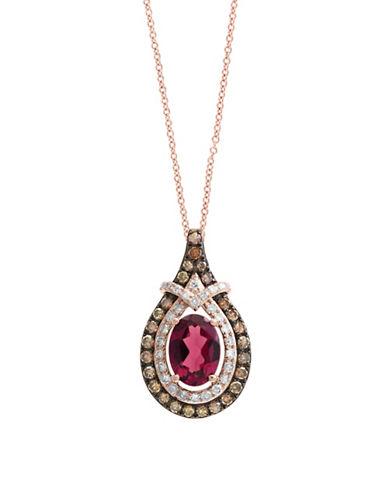 Effy Final Call Rhodolite, Diamond, Brown Diamond And 14k Rose Gold Pear Pendant Necklace