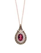 Effy Final Call Rhodolite, Diamond, Brown Diamond And 14k Rose Gold Pear Pendant Necklace