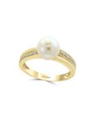 Effy Diamond, 14k Yellow Gold And Freshwater Pearl Ring