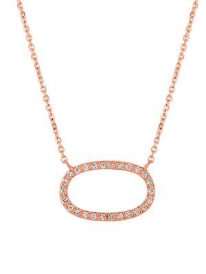 Morris & David 14k Rose Gold & 0.25 Tcw Diamond Oval Pendant Necklace