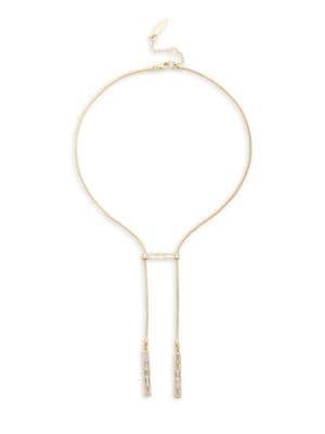 Sole Society Goldtone And Crystal Bolo Slider Necklace