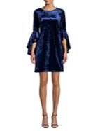 Laundry By Shelli Segal Reversible Ruffle Sleeve Velvet Shift Dress