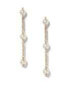 Vince Camuto Pearl And Pave Ivory Pearl And Pave Crystal Linear Drop Earrings
