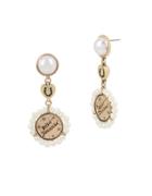 Betsey Johnson Lucky Charms Faux Pearl Double Drop Earrings