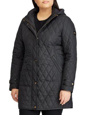 Lauren Ralph Lauren Plus Contrast-trim Quilted Snap Coat