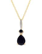 Lord & Taylor Onyx, Diamond And 14k Yellow Gold Pendant Necklace