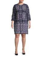 Vince Camuto Plus Printed Trimmed Shift Dress