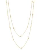 Crislu Classic Crystal, Sterling Silver And 18k Yellow Gold Bezel Necklace