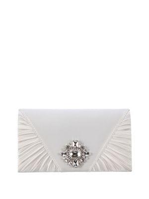 Nina Osaka Embellished Pleated Satin Clutch