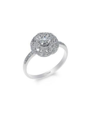 Effy Snowflake 14k White Gold Diamond Flower Ring
