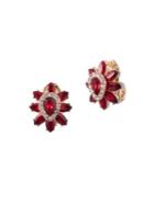 Anne Klein Crystal Flower Clip-on Earrings