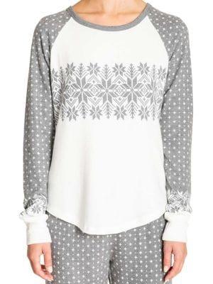Pj Salvage Snowed In Peachy Jersey Long-sleeve Top
