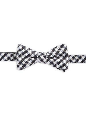 Black Brown Silk Gingham Bow Tie