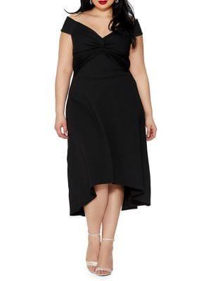 Quiz Curve Plus Knot Front Fit-&-flare Bardot Dress