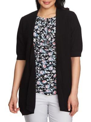 Chaus Graceful Blooms Elbow-length Sleeve Cotton Cardigan