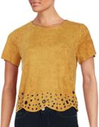 Design Lab Lord & Taylor Faux Suede Grommet Top