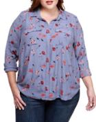 Lucky Brand Plus Floral Button-down Shirt
