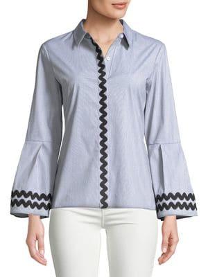 Imnyc Isaac Mizrahi Button-down Bell Sleeve Top